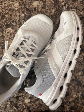 On Running White and Light Gray Athletic Sneakers